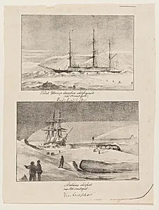 Indefrosset skib ("Tuluit Hansip ilauvfîsa ukîvfigissât"); Indefrosset skib, set forfra ("Ardlaisa ukîvfiat'") by Lars Møller