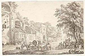 Indfaldsvej i en landsby by Simon de Vlieger