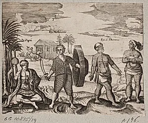 Indfødte, herunder en kriger fra Molukkerne by Otto Koch