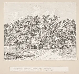 Indkørselen til Charlottenlund Skov fra søsiden by Heinrich Buntzen