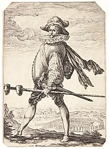Infanterikaptain med en hellebard by Hendrick Goltzius