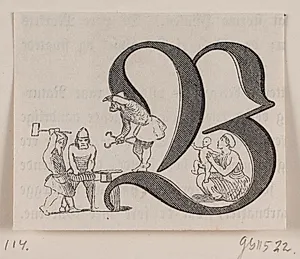 Initialet B fra fabricius' Danmarkshistorie