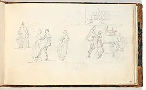 Interiør med dansende figurer by Martinus Rørbye