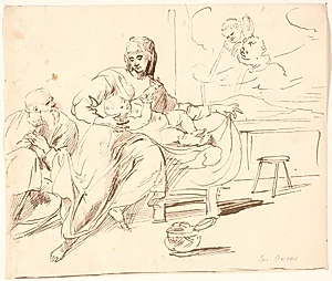 Interiør med den hellige familie by Jürgen Ovens