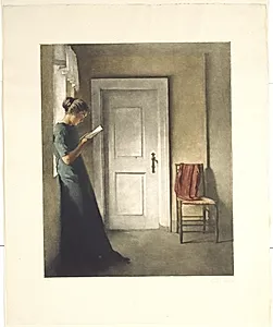 Interiør med et rødt sjal by Peter Ilsted
