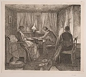 Interiør med Kunstnerens familie by Vilhelm Kyhn