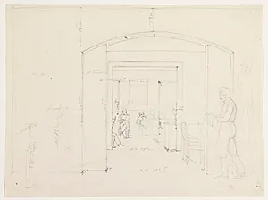 Interiør med opmålinger af Finks Kaffehus by Wilhelm Bendz