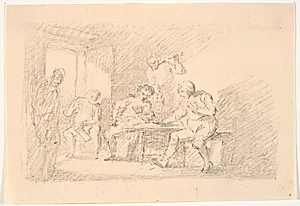 Interiør med spillere by C.A. Lorentzen