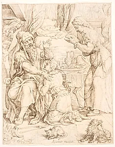 Isak velsigner Jakob by Maarten van Heemskerck