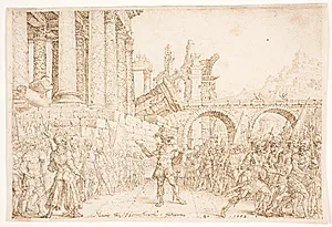 Israel bliver delt mellem Omri og Tibni by Maarten van Heemskerck
