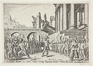 Israels folk deler sig mellem Tibni og Omri by Philips Galle