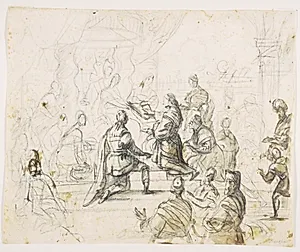 Israels ledere og sønner af kong David sværger troskab overfor kong Salomon by Luca Giordano