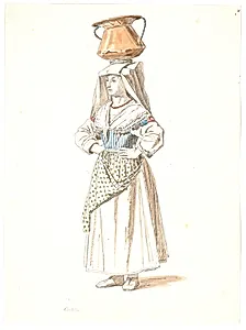 Italienerinde med concha på hovedet by Martinus Rørbye