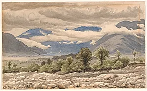 Italiensk bjerglandskab i overskyet vejr by P.C. Skovgaard