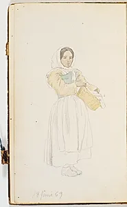Italiensk kvinde med en kurv, som hun støtter på hoften by P.C. Skovgaard