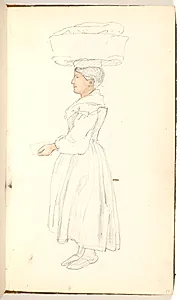 Italiensk kvinde med en stor kurv på hovedet by P.C. Skovgaard