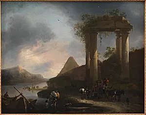 Italiensk landskab med antikke ruiner by Willem Schellinks