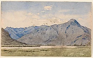 Italiensk landskab med en flod og bjerge. by P.C. Skovgaard