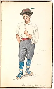 Italiensk mand med snøresko og hat med fjer by P.C. Skovgaard