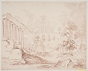 Italiensk prospekt med tempel og kirke by Jens Petersen Lund