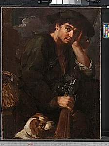 Jæger med bøsse og hund. ( Allegori på "Luften")