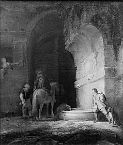 Jægere holder hvil by Simon de Vlieger