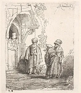Jakob og Laban (?) by Rembrandt van Rijn