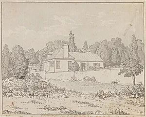 Jean Jacques Rousseaus hus i slotsparken i Ermenonville by C.W. Eckersberg