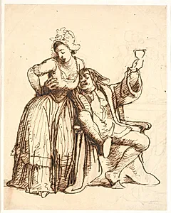 Jeppe og ridefogedens kone by Wilhelm Marstrand