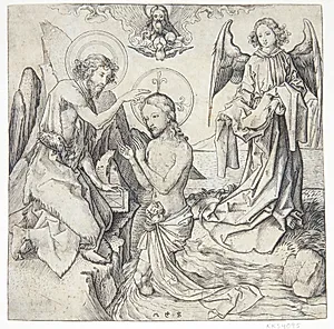 Jesu dåb by Martin Schongauer