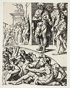 Jesus fremstilles for folket by Dirk Volkertsz. Coornhert