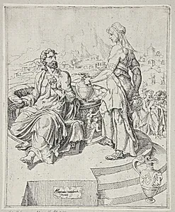Jesus og den samaritanske kvinde by Dirk Volkertsz. Coornhert