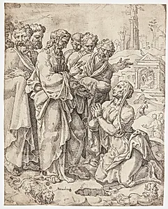 Jesus og den samaritanske kvinde by Dirk Volkertsz. Coornhert