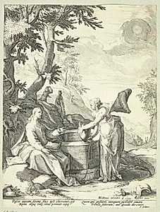 Jesus og den samaritanske kvinde by Jacob Matham