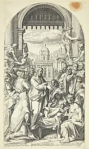 Jesus opvækker enkens søn i Nain by Jacob Matham