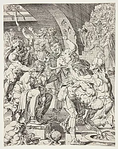 Jesus spottes af rådet by Dirk Volkertsz. Coornhert