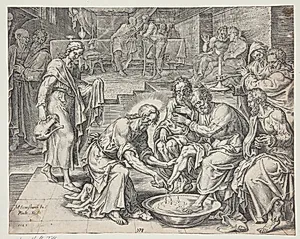 Jesus vasker disciplenes fødder by Philips Galle