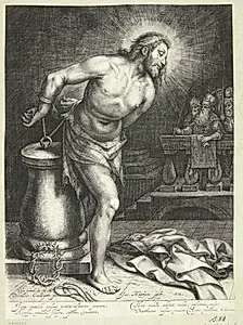 Jesus ved søjlen (efter hudflettelsen) by Jacob Matham