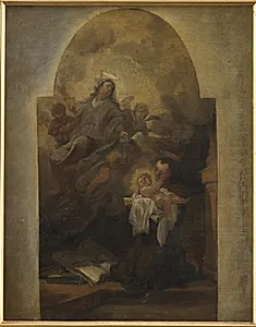Jesusbarnet, Jomfru Maria og Den hellige Frans by Anthony van Dyck