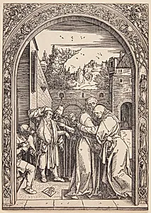 Joakim og Anna mødes ved Den Gyldne Port by Albrecht Dürer