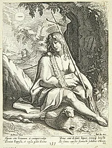 Johannes Døberen i ørkenen by Conrad Goltzius