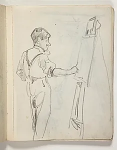 Johannes Larsen ved staffeliet by J.A. Jerichau (II)