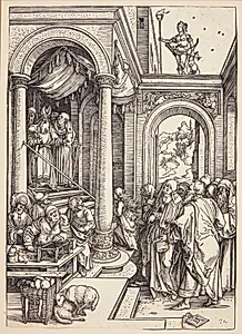 Jomfru Maria fremstilles i templet by Albrecht Dürer