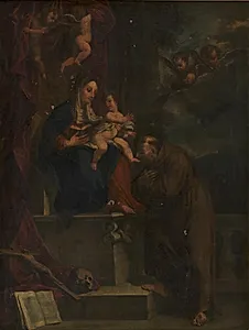 Jomfru Maria, Jesus og den hellige Frans af Assisi by Ubekendt