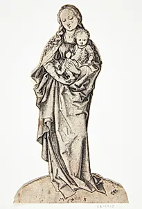 Jomfru Maria med barnet og et æble i hånden by Martin Schongauer