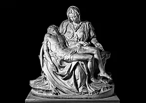 Jomfru Maria med den døde Kristus, 'Peterskirke-Pietà' by Michelangelo Buonarroti