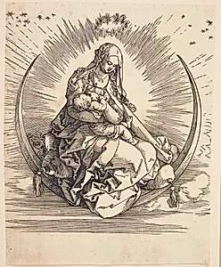 Jomfru Maria på en seglmåne by Albrecht Dürer
