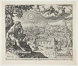 Jonas' klagen under olieplanten by Philips Galle