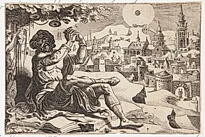 Jonas' klagende under olieplanten by Dirk Volkertsz. Coornhert
