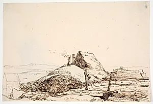 Jordhus ved Reykjavik by Emanuel Larsen